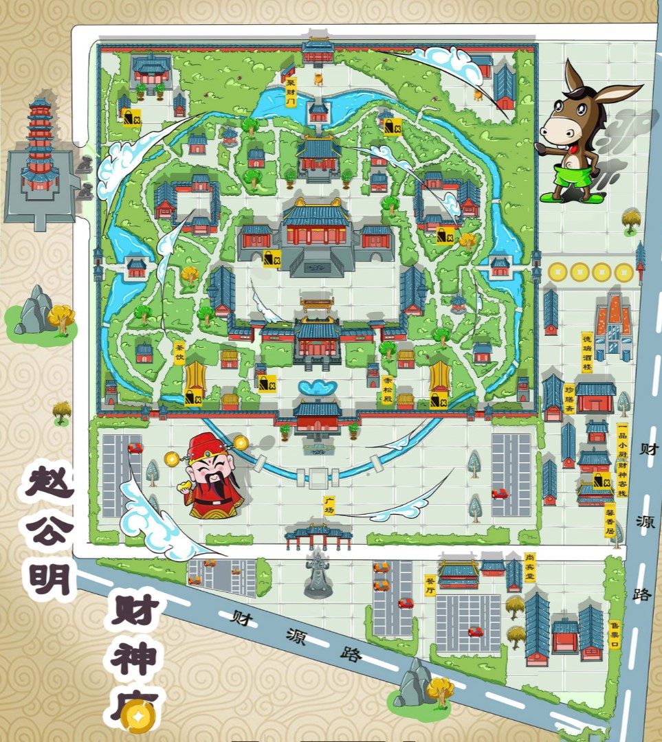 龙港寺庙类手绘地图